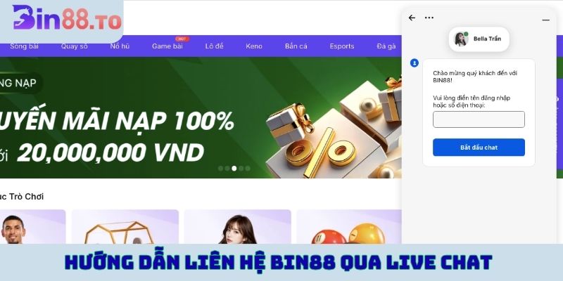 Hướng dẫn liên hệ BIN88 qua live chat