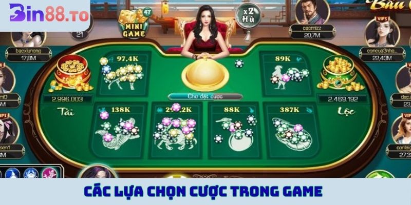 Các lựa chọn cược trong game