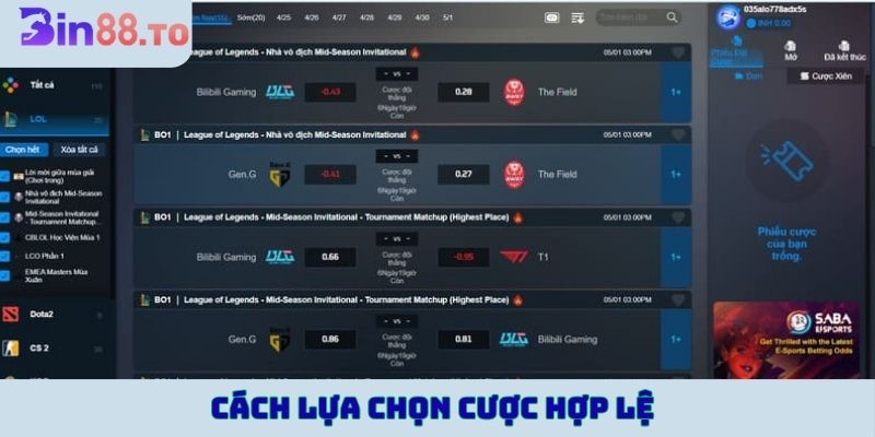 Cách lựa chọn cược hợp lệ